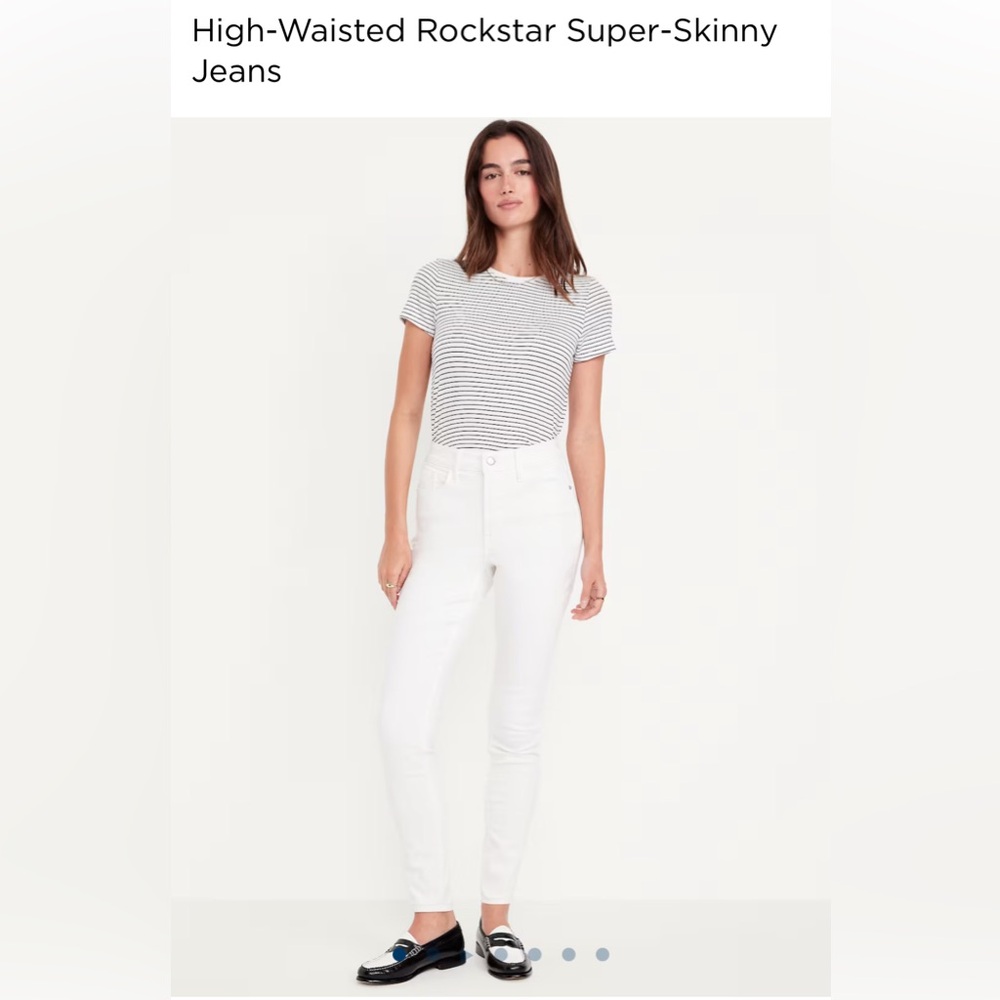 Old Navy High-Waisted Rockstar Super-Skinny Jeans Raw Hem White Size 4
